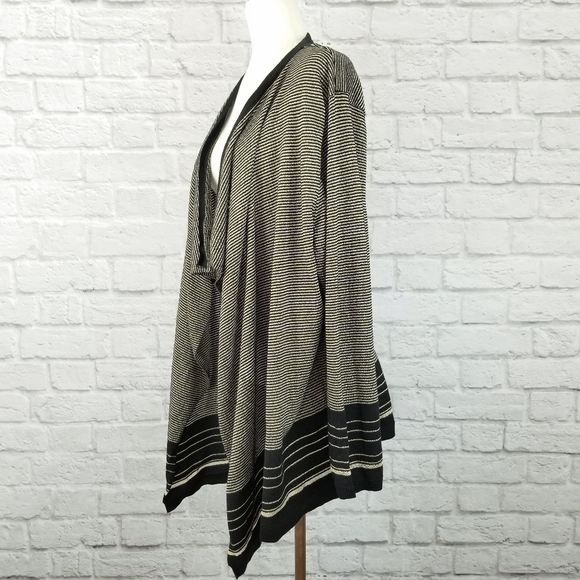 Calvin Klein gold black striped cascading open front cardigan NWOT size 2X - Picture 5 of 9